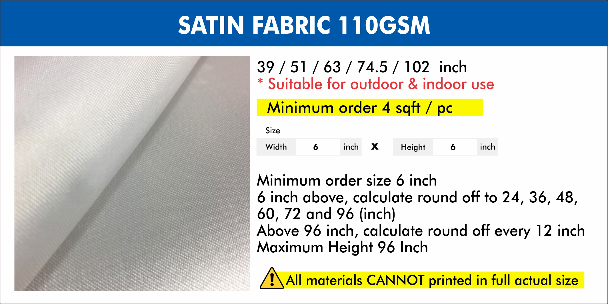 Satin Fabric 110GSM
