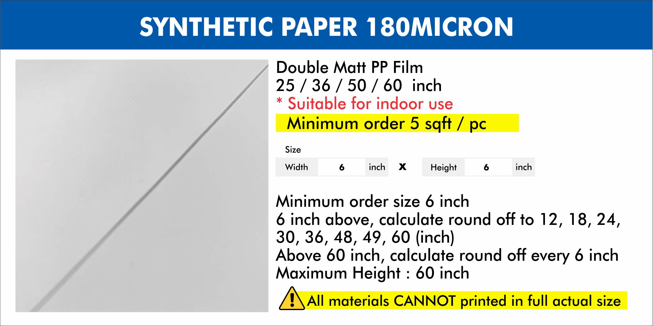 synthetic paper 180micron